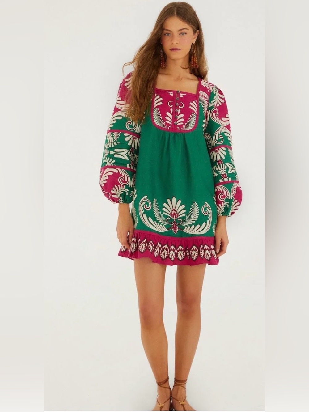FARM RIO Multicolor Spring Arabesc Long Sleeve NWT